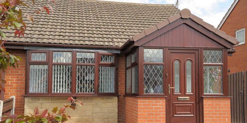 Entrance Porch in UPVC Rosewood